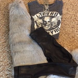 Grey Ankle length faux fur Vest .